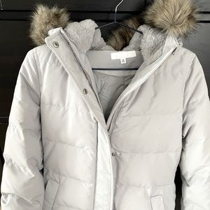 Uniqlo women ultra warm down long jacket-Light Grey-XS
